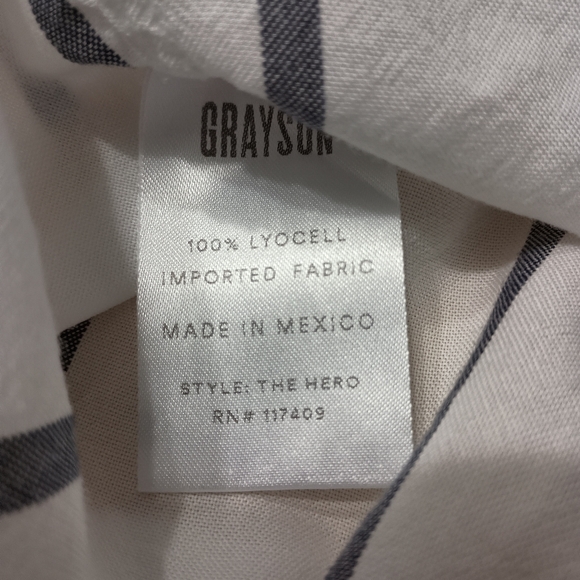 Grayson Grey and White Striped The Hero Button Down Shirt Size 02 Small - Picture 10 of 13